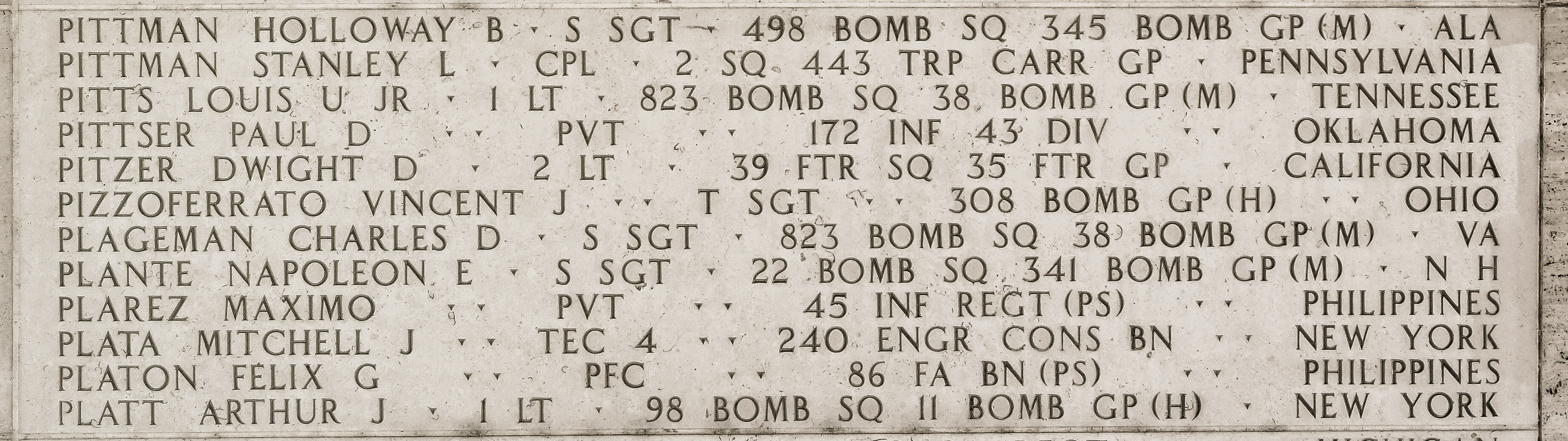 Charles D. Plageman, Staff Sergeant